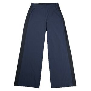 Athleta Endless Satin Side Stripe Wide Leg Pants Womens 2 Blue Athleisure